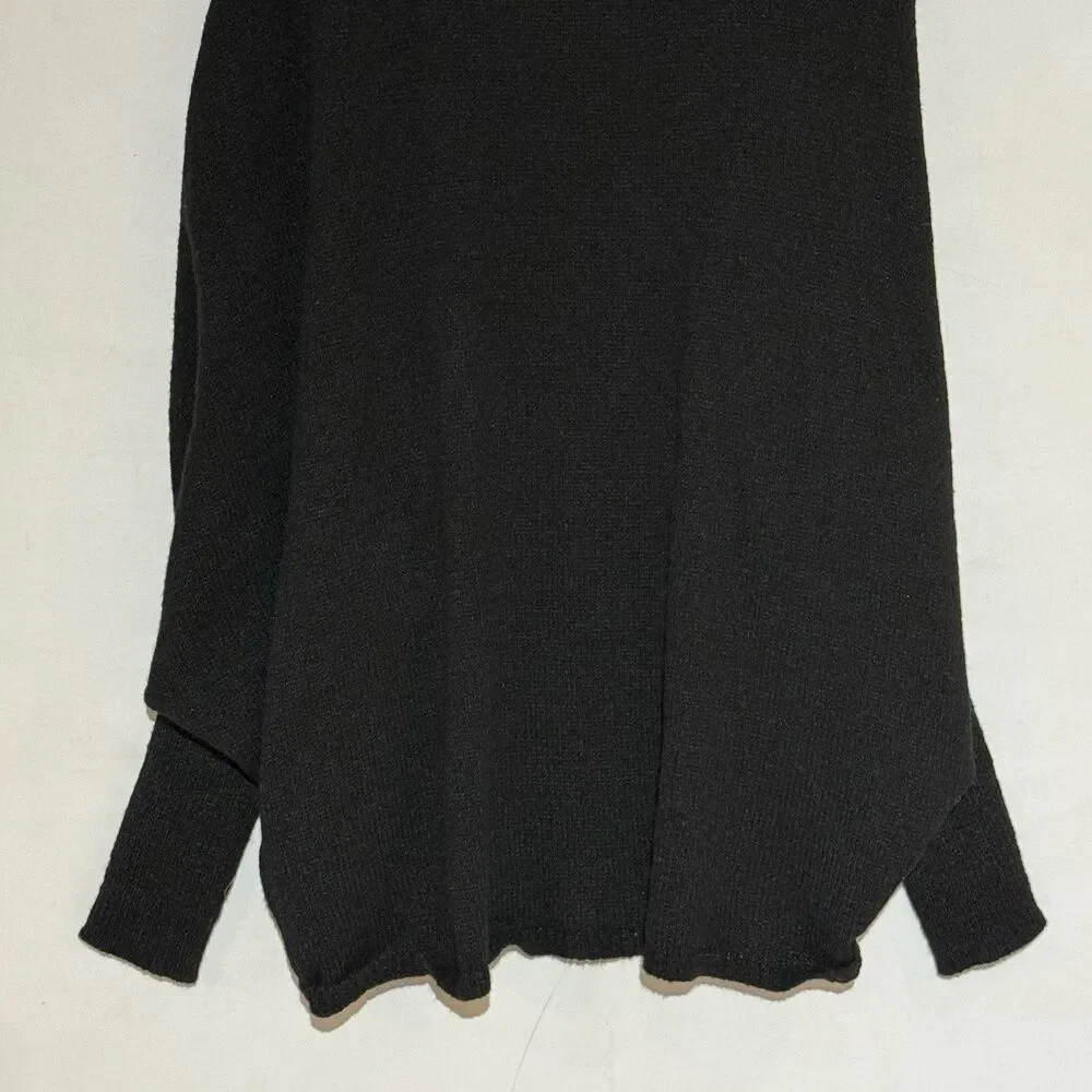 Elegant Long Sleeve Cardigan Black with Collar and Batwing Style for Women Small